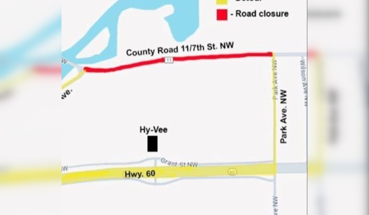 Road Closure Alert in Faribault, County Road 11 Shut for Tree Removal Near King Mill Dam