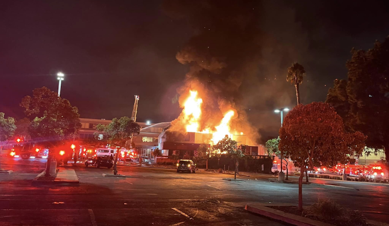 San Diego Firefighters Tackle Intense Blaze at Abandoned Mission Valley Building, Arson Investigation Underway