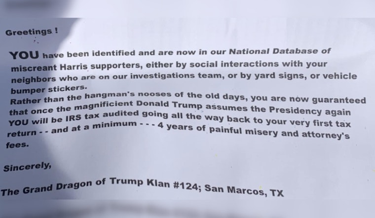 San Marcos Police Investigate Threatening Flyers Targeting Vice President Harris' Supporters