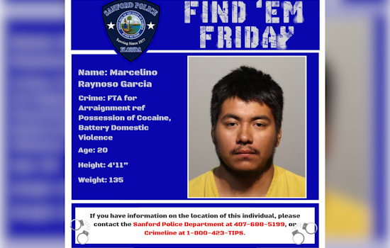 Sanford Police Seek Public's Help to Locate Suspect Raynoso Garcia for Failing to Appear in Court