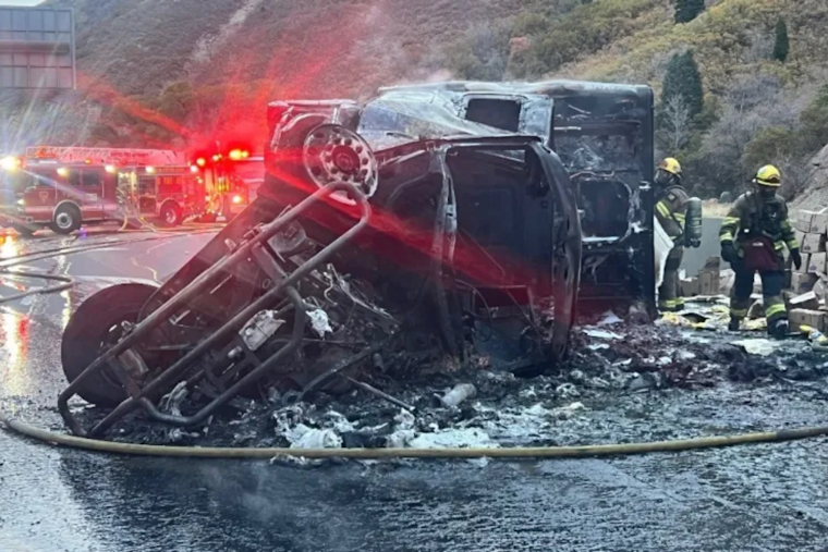 Semi-Truck Collides with Barrier, Ignites Fire Causing Westbound I-80 Closure in Parley’s Canyon