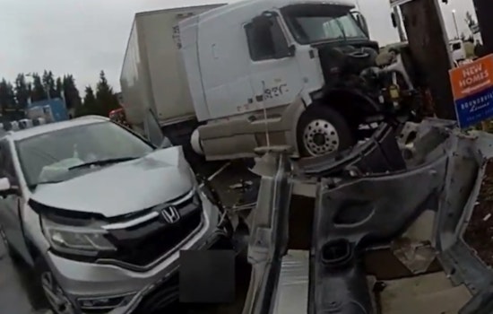 Semi-Truck Runs Red Light Causing Multi-Vehicle Crash in Frederickson, Pierce County Sheriff Reports