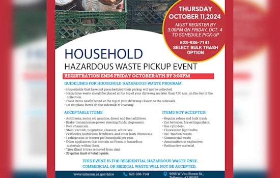 Tolleson Announces Household Hazardous Waste Collection Event for October