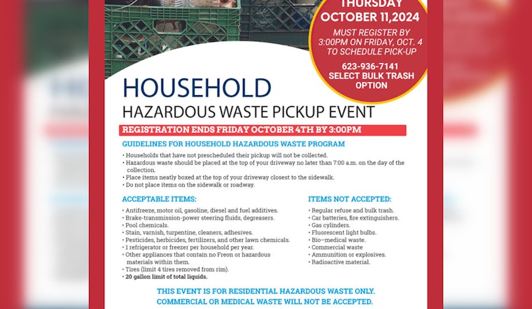 Tolleson Announces Household Hazardous Waste Collection Event for October