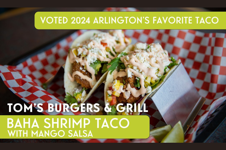 Tom's Burgers & Grill Wins 'Save the Taco' Contest in Arlington with Baha Shrimp Creation