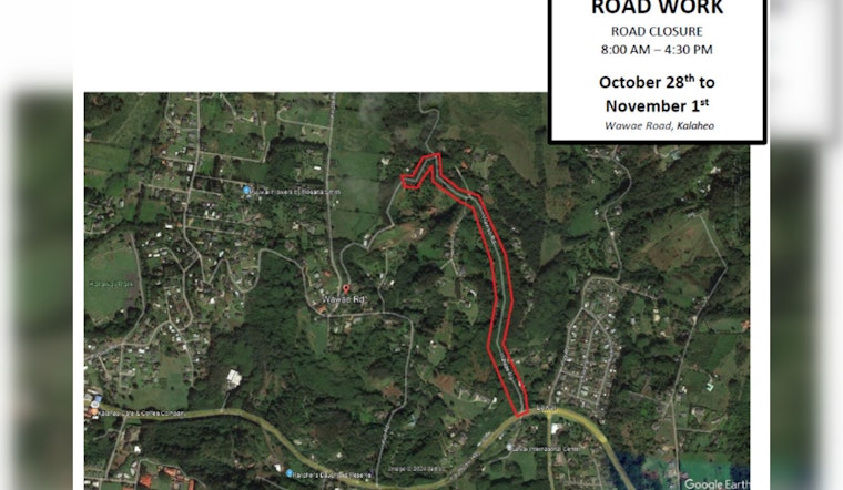 Upcoming Wawae Road Closure in Kalāheo, Resurfacing Work to Disrupt Traffic from Oct 28-Nov 1