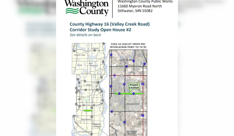 Washington County and Woodbury Invite Public Input on Valley Creek Road Corridor Study via Online Platform