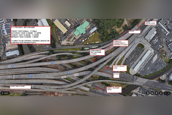 Weekend Closures Planned for Westbound H-1 Freeway On-Ramps and Lanes