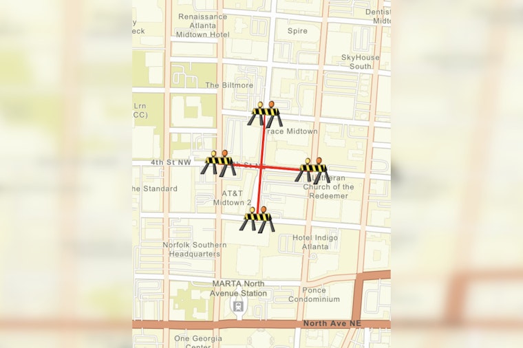 Weekend Road Closures in Atlanta Planned for Crane Removal at 736 Peachtree NE