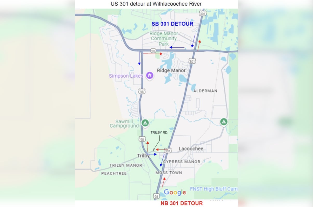 Withlacoochee River Flooding Leads to US-301 Closure in Hernando