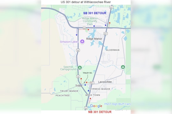 Withlacoochee River Flooding Leads to US-301 Closure in Hernando County, Detour and Shelter Offered for Residents