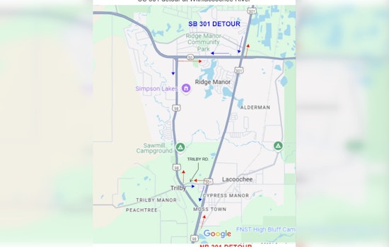 Withlacoochee River Flooding Leads to US-301 Closure in Hernando County, Detour and Shelter Offered for Residents