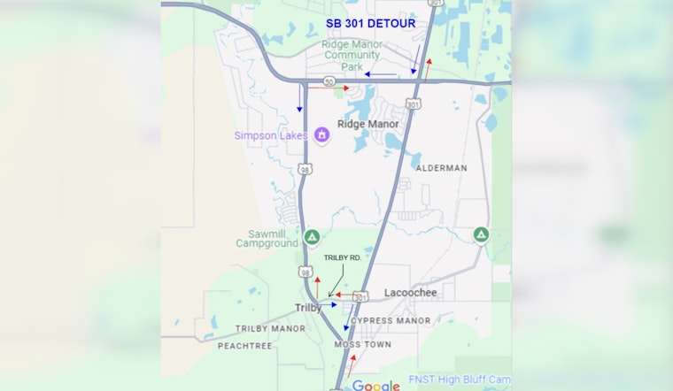 Withlacoochee River Flooding Leads to US-301 Closure in Hernando County, Detour and Shelter Offered for Residents