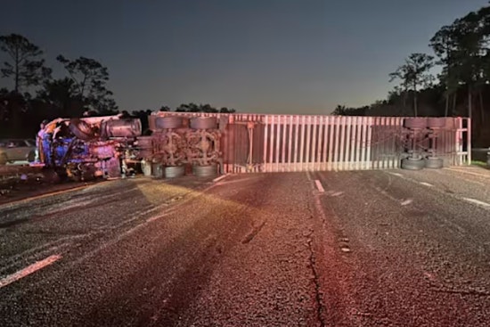 Beer Truck Overturns on I-95 Near Duval-St. Johns Line, Causes Major Traffic Delays