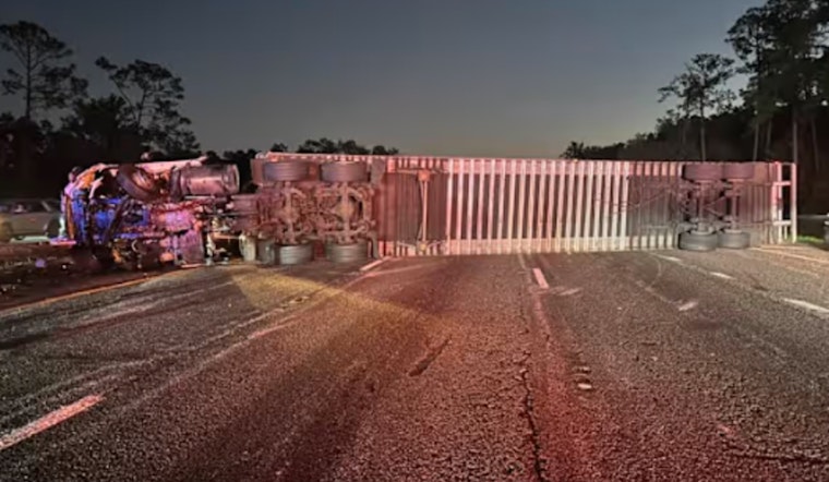 Beer Truck Overturns on I-95 Near Duval-St. Johns Line, Causes Major Traffic Delays