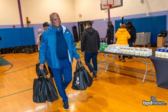 Boston Police and No Books No Ball Team Up to Distribute Turkey and Food Supplies for Thanksgiving