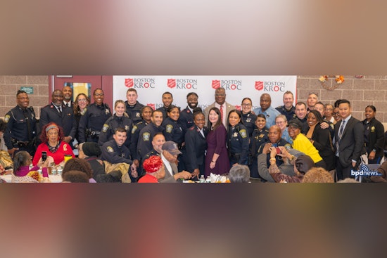 Boston Police and Salvation Army Team Up to Serve Thanksgiving Feasts to Roxbury Seniors