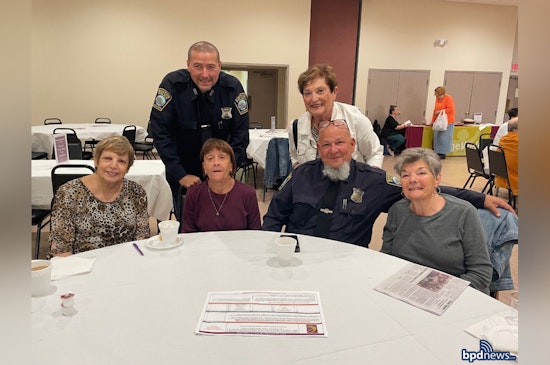 Boston Police Officers Share Coffee and Conversations with West Roxbury Seniors at Local Lodge Event