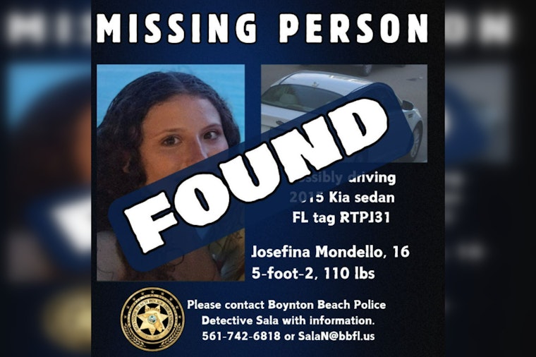 Boynton Beach Breathes Sigh of Relief as Missing Teenager Josefina Mondello Found Safe