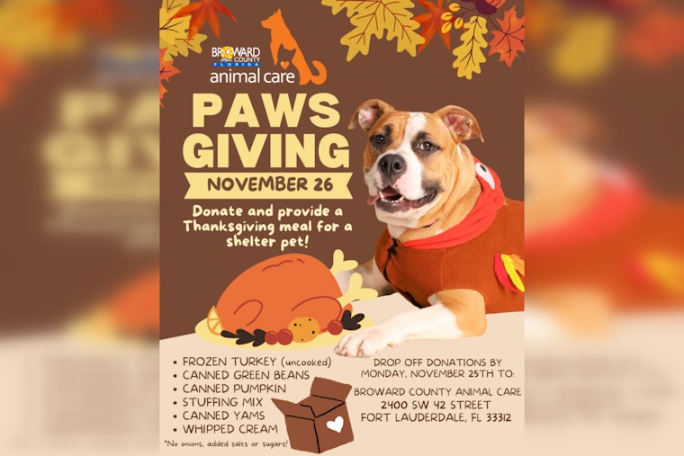 Broward County Animal Care Hosts "Pawsgiving Feast" for Shelter Animals, Seeks Community Donations in Fort Lauderdale