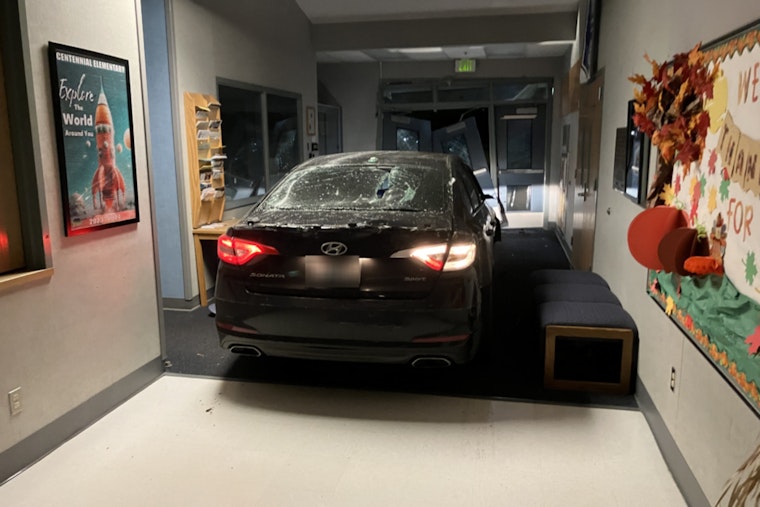 Centennial Elementary in Graham Shaken by Early Morning Vandalism with Stolen Car; Suspects at Large