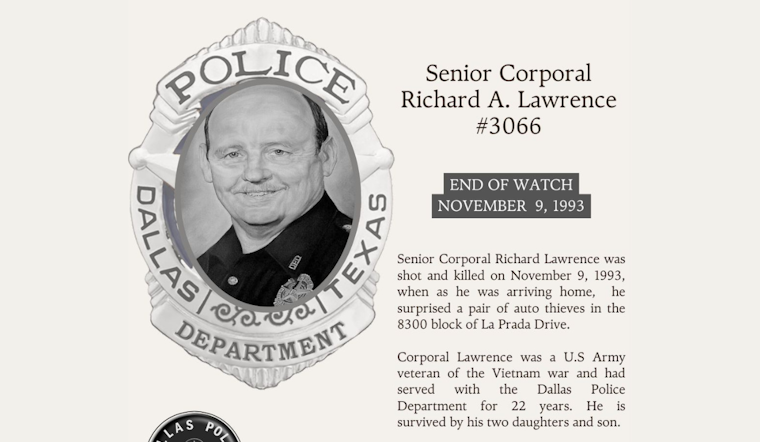 Dallas Police Department Honors the Legacy of Senior Corporal Richard A. Lawrence 31 Years After His Death in the Line of Duty