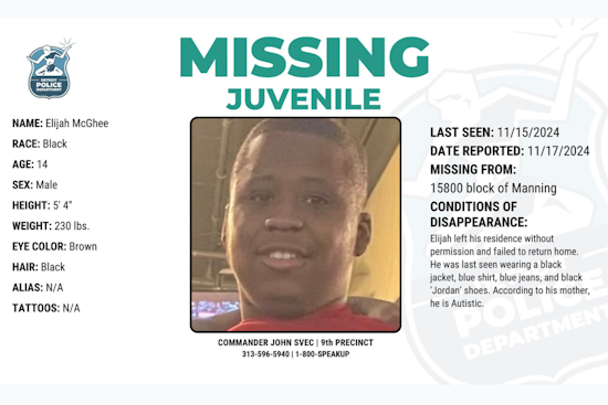 Detroit Police Seek Public Help to Locate Missing 14-Year-Old Boy with Autism