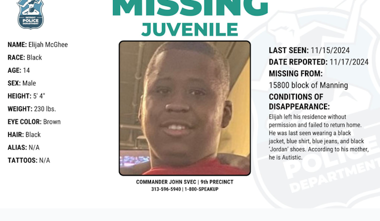 Detroit Police Seek Public Help to Locate Missing 14-Year-Old Boy with Autism