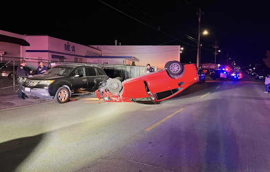 Driver Sustains Minor Injuries in Late-Night Rollover Crash on Woodland Avenue in San Rafael