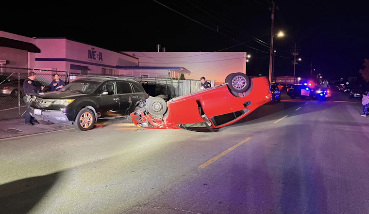 Driver Sustains Minor Injuries in Late-Night Rollover Crash on Woodland Avenue in San Rafael