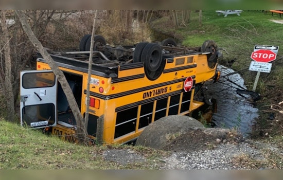 Driver Unharmed as School Bus Overturns into Pond After Crash in Racine County