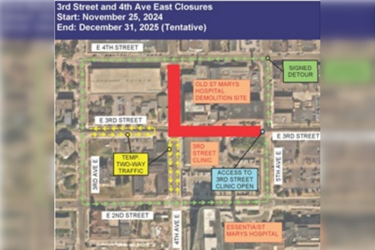 Duluth Drivers Alert: Crane Installation Prompts Temporary Shutdown of E Fourth Street for St. Mary’s/Essentia Project