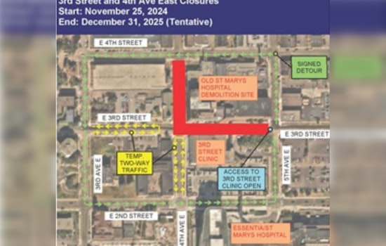 Duluth Drivers Alert: Crane Installation Prompts Temporary Shutdown of E Fourth Street for St. Mary’s/Essentia Project