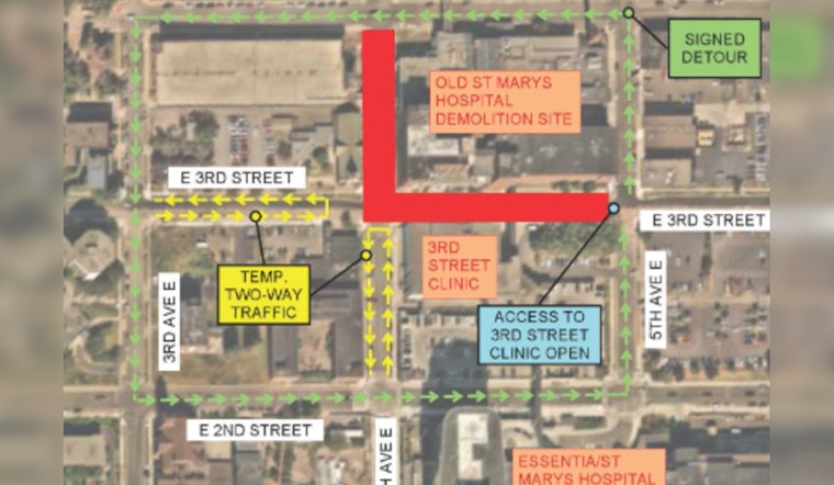 Duluth Streets Prepare for Transformation, E Fourth Street Closure and Traffic Revisions Ahead Amid St. Mary's Demolition Project