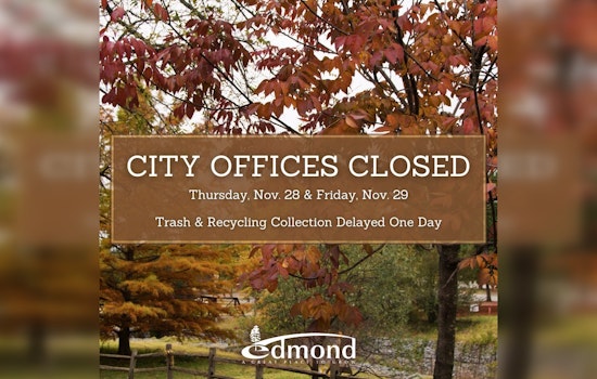 Edmond City Offices Announce Thanksgiving Closure, Service Changes Impact Trash, Recycling, and Citylink