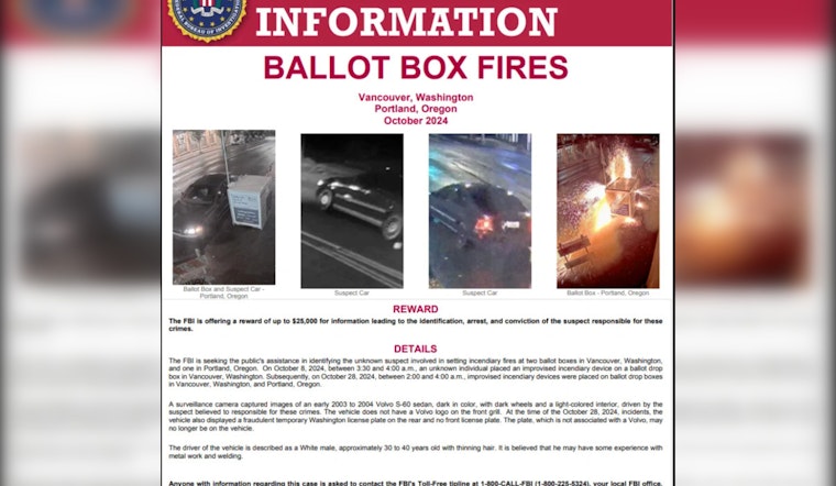 FBI Offers $25K Reward for Information on Suspect in Pacific Northwest Ballot Box Arsons