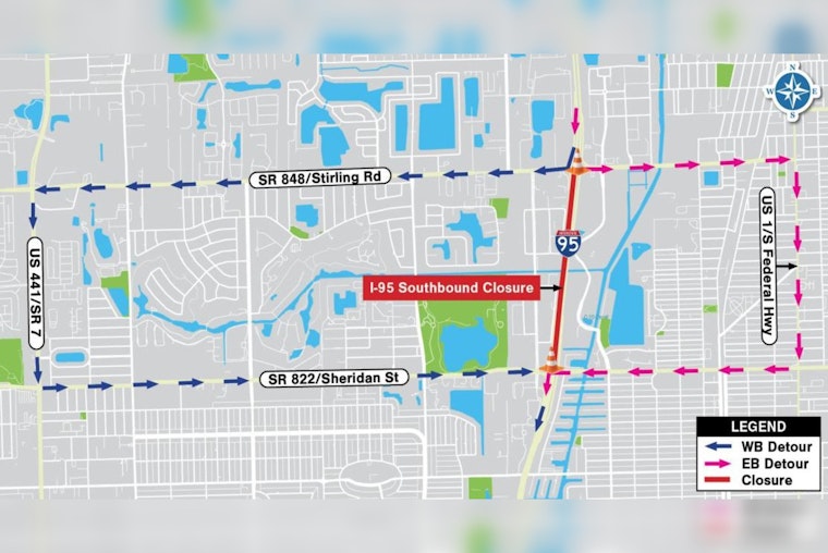 Hollywood Alert: I-95 Southbound Lanes to Close for Sign Installation on Nov 12-13