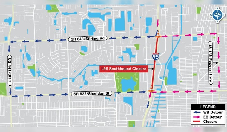 Hollywood Alert: I-95 Southbound Lanes to Close for Sign Installation on Nov 12-13