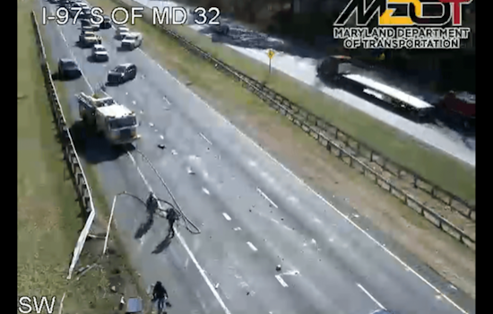 Interstate 97 Shut Down in Both Directions Near Millersville Following Tractor-Trailer Overturn and Crash