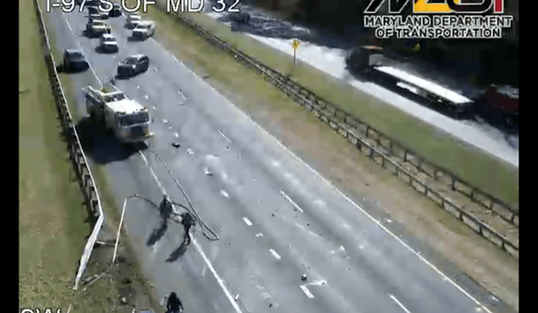 Interstate 97 Shut Down in Both Directions Near Millersville Following Tractor-Trailer Overturn and Crash