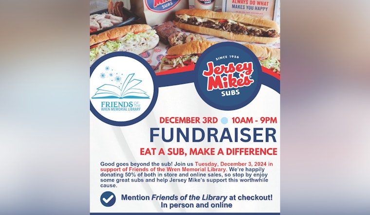Jersey Mike's Subs in Siler City Partners with Friends of the Wren Memorial Library for Delicious Fundraising Event on December 3