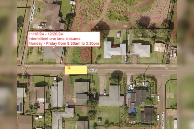 Kālaheo Commuters Alert Month-Long Closure of Pu‘u Road Stretch for Water System Upgrades