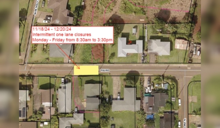 Kālaheo Commuters Alert Month-Long Closure of Pu‘u Road Stretch for Water System Upgrades