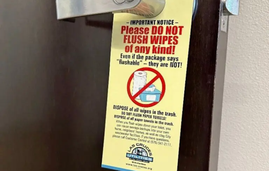 Las Cruces Utilities Warns Against Flushing Wipes, Distributes Door Hangers to Combat Sewer System Clogs