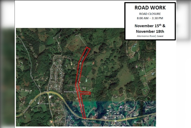 Lāwa‘i Traffic Alert Akemama Road Closures Scheduled for Essential Resurfacing Work
