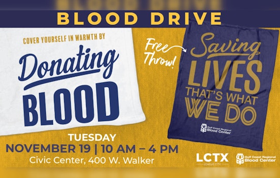 League City Hosts Vital Community Blood Drive at Johnnie Arolfo Civic Center in Collaboration with Gulf Coast Regional Blood Center