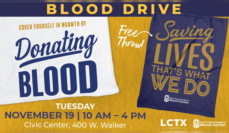 League City Hosts Vital Community Blood Drive at Johnnie Arolfo Civic Center in Collaboration with Gulf Coast Regional Blood Center