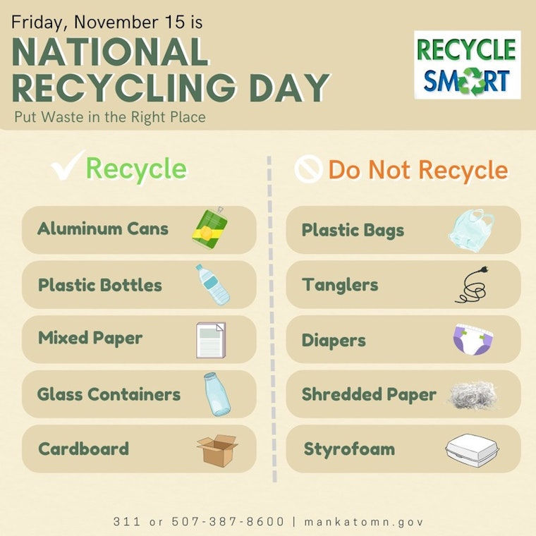 Mankato Urges Citizens to ‘Recycle Smart’ for National Recycling Day and Beyond