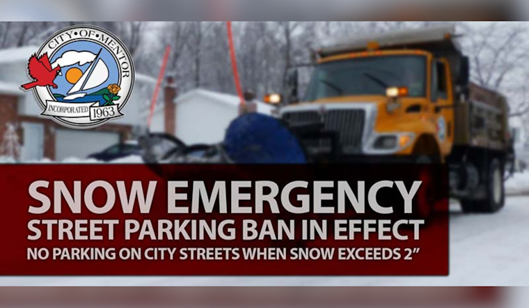 Mentor Announces Snow Emergency Parking Ban Starting November 29