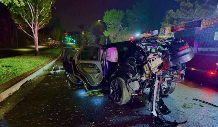 Miracle Escape, Two Survive With Minor Injuries After SUV Strikes Tree in Newport Beach